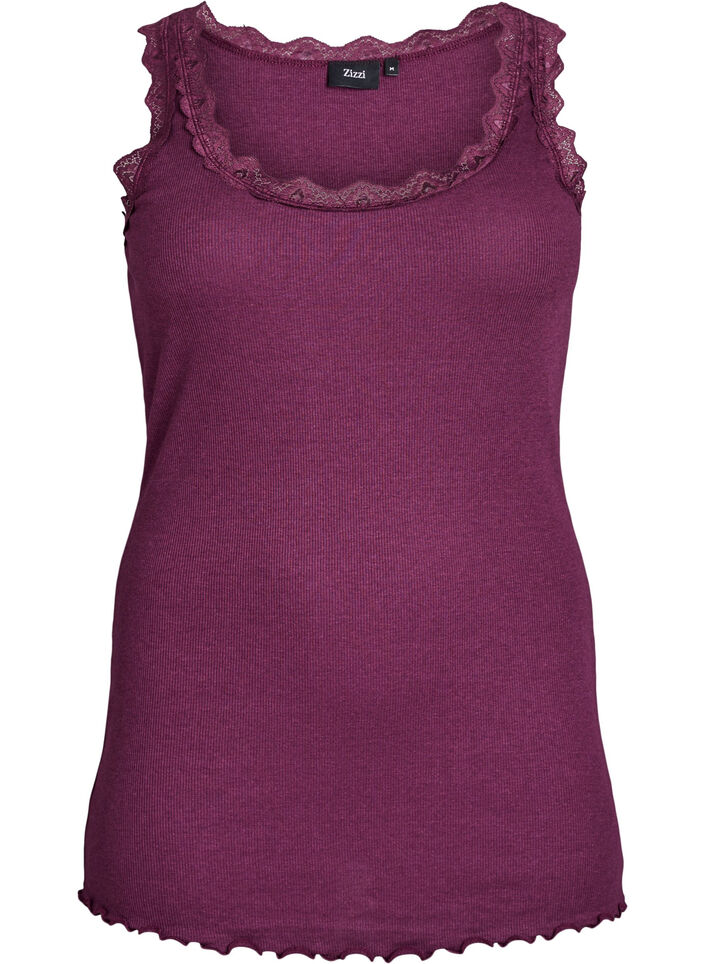 Top avec finitions en dentelle, Bordeaux fonc&eacute;, Packshot image number 0