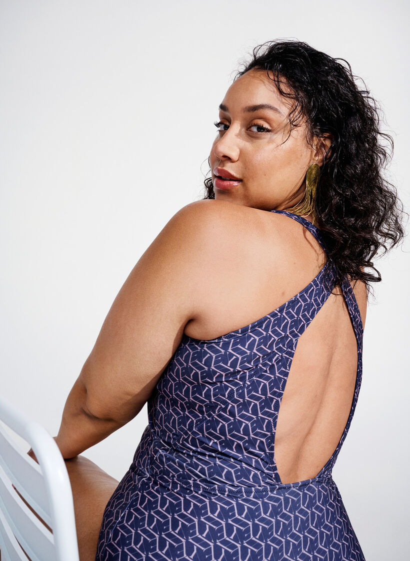 Badpak met print en gekruiste rug, Text Print, Image image number 1