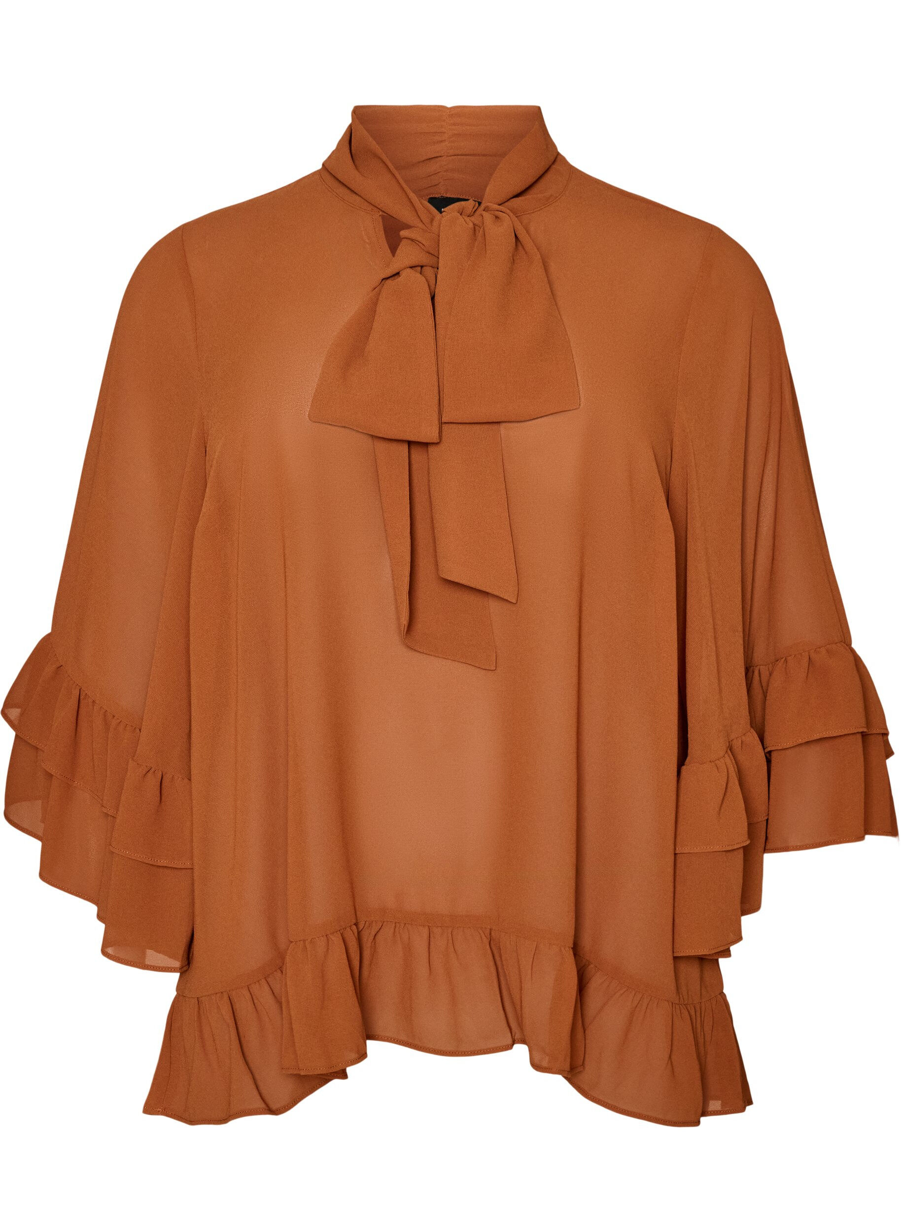 Blouse met striklint en ruches