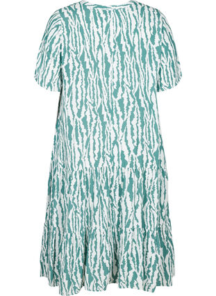 Viscose jurk met print en korte mouwen, Green Animal Print, Packshot image number 1