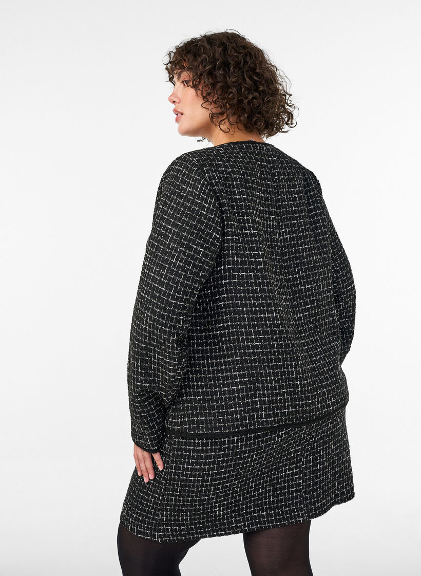 Veste en boucl&eacute; avec boutons dor&eacute;s, Noir, Model image number 2
