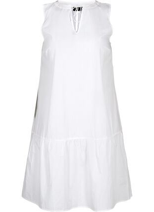  Robe courte en coton coupe trapèze, White, Packshot image number 0