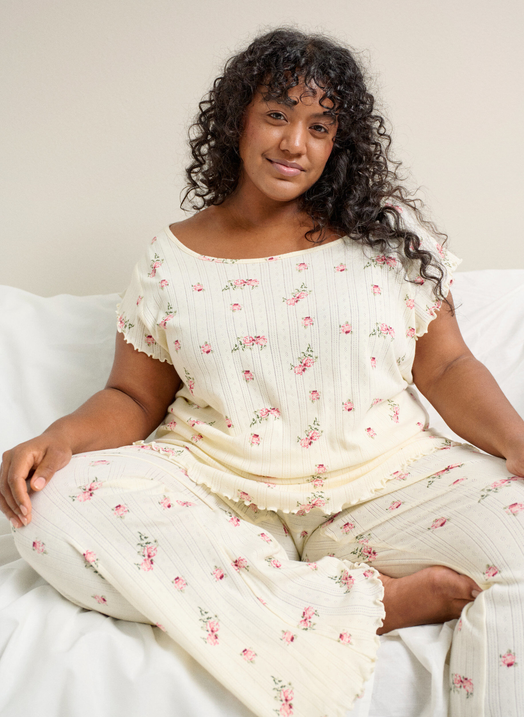 Haut de pyjama en coton bio avec mancherons