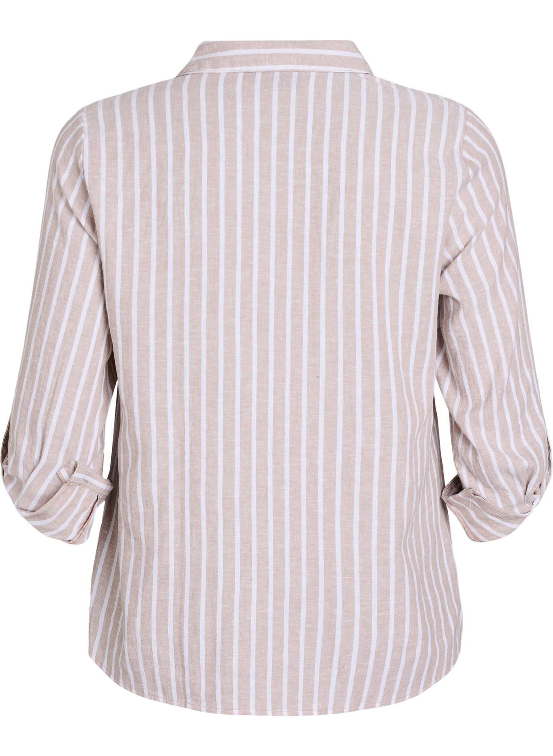 ZizziLinnen en viscose shirt met 3/4 mouwen, Beige, Packshot image number 1