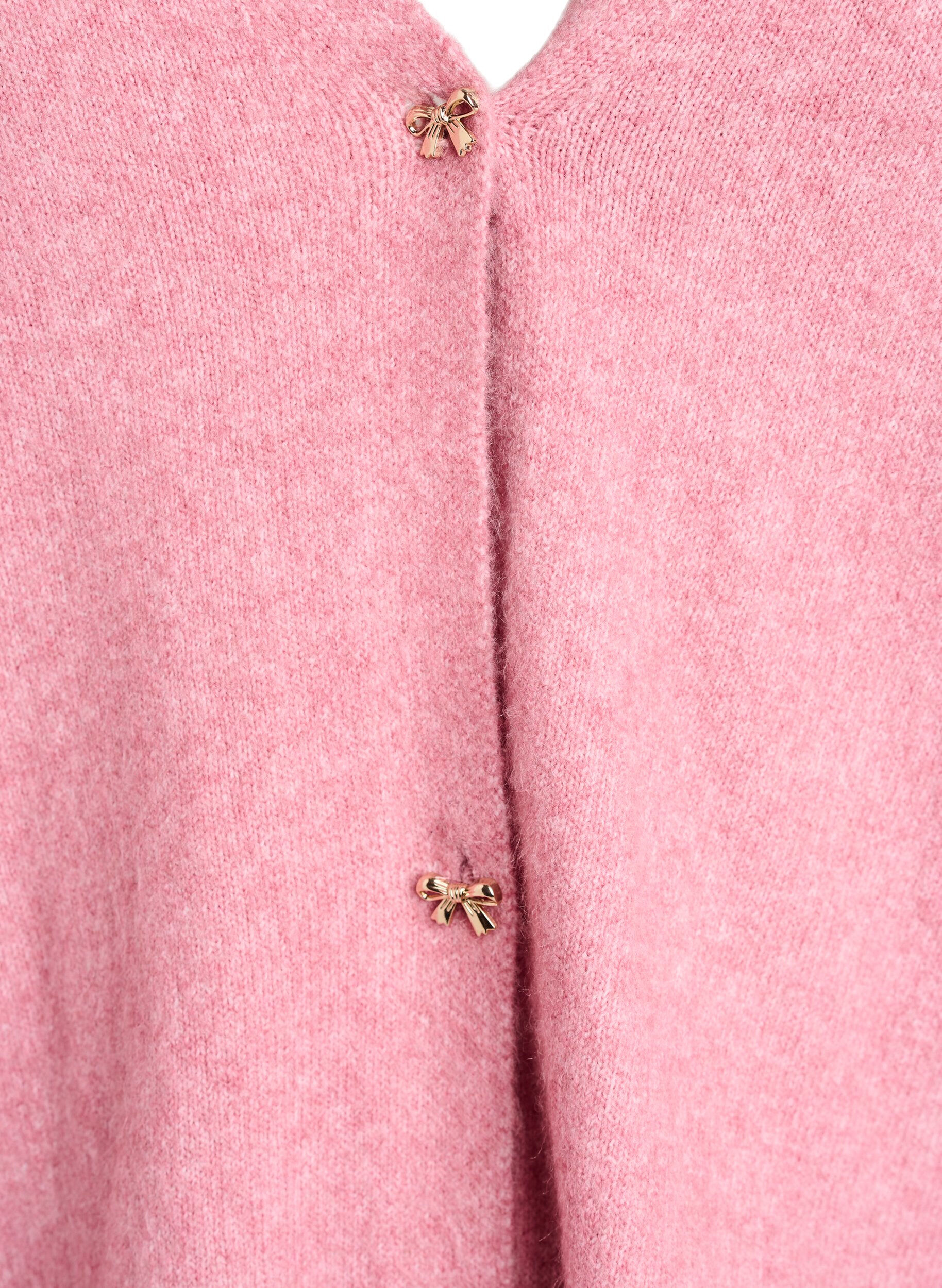 ZizziGebreid vest met wol en strikvormige knopen, Rood, Packshot image number 2