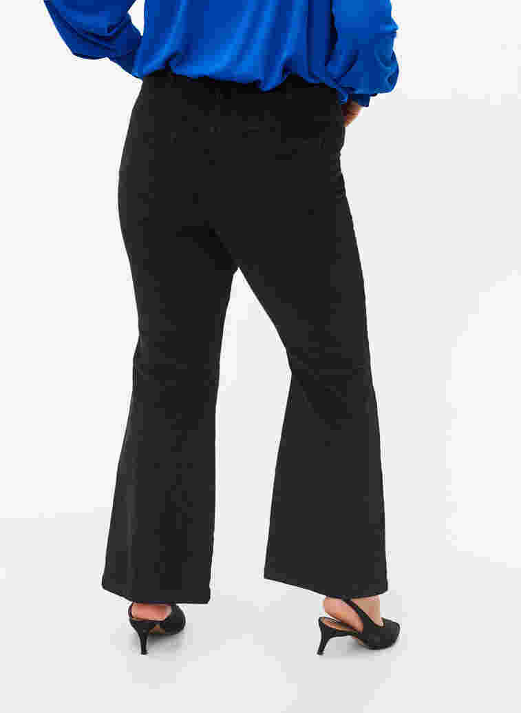 Pantalon en velours à coupe bootcut, Black, Model
