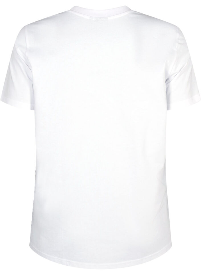Basic katoenen T-shirt met ronde hals, Wit, Packshot image number 1