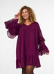 Korte jurk met transparante ruchesmouwen, Paars, Model image number 3
