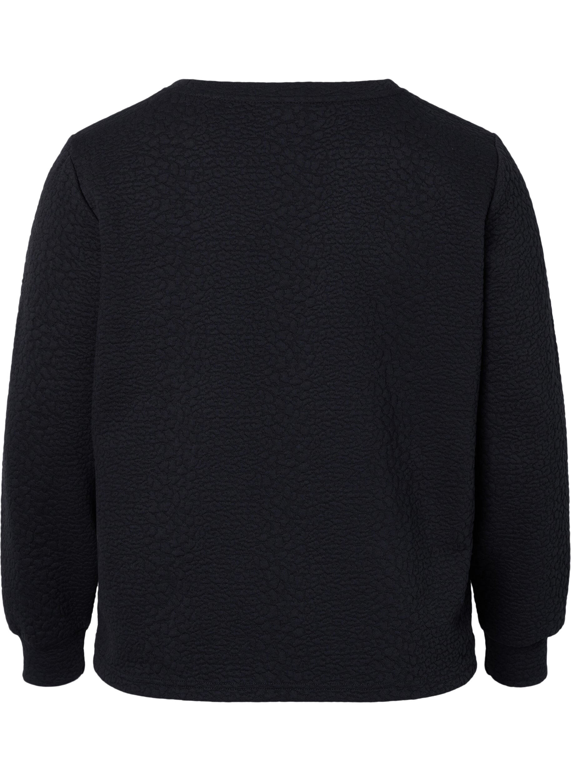 Zizzi Blouse unie textur&eacute;e, Black, Packshot image number 1