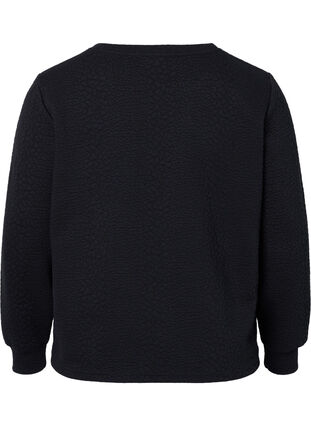 Effen blouse met textuur, Black, Packshot image number 1