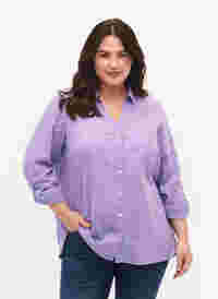 Overhemdblouse met knoopsluiting, Lavender, Model