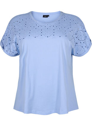T-shirt en coton biologique avec broderie anglaise, Serenity, Packshot image number 0
