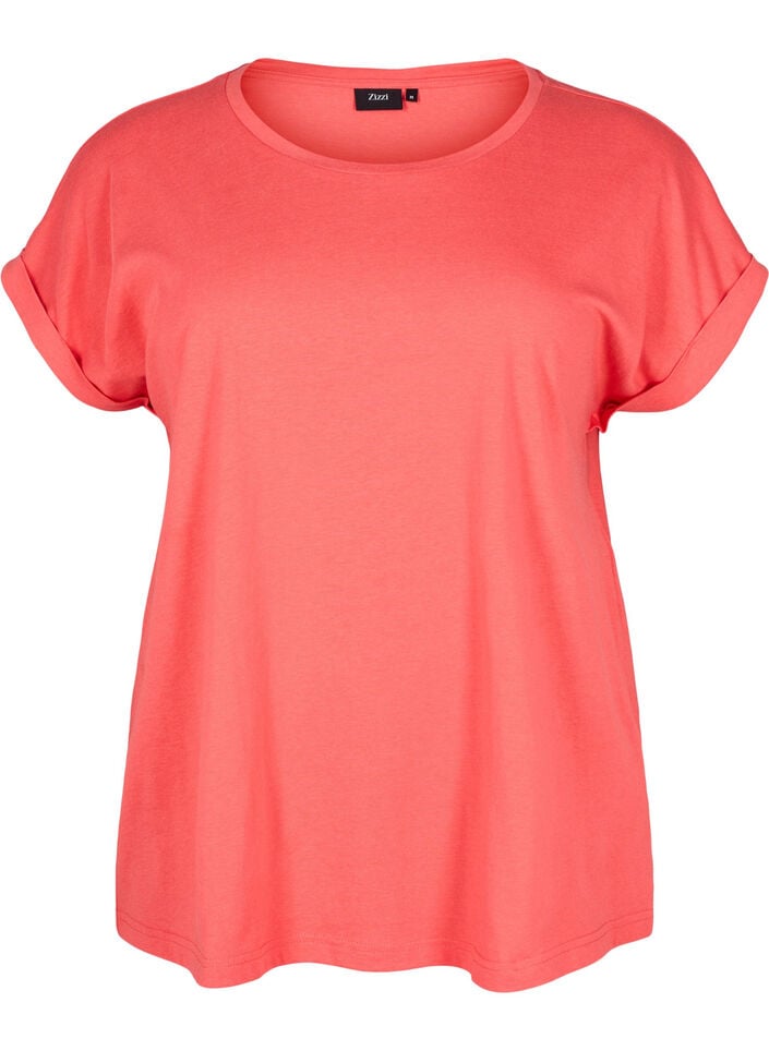 T-shirt met korte mouwen van katoenmix, Rood, Packshot image number 0