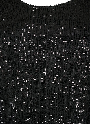 Robe courte à sequins et manches longues, Black, Packshot image number 2