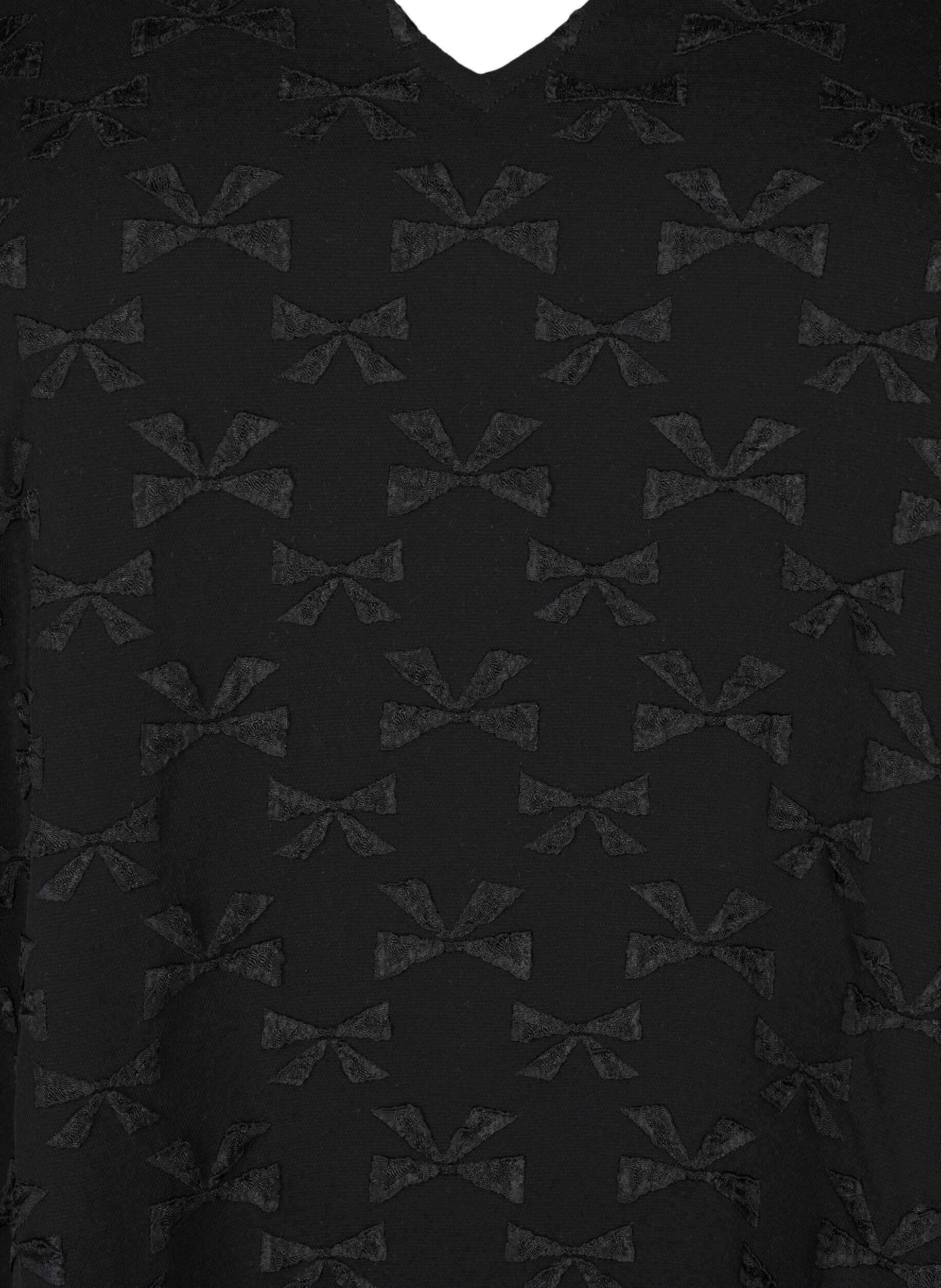ZizziKorte jacquard jurk met strikjes, Black W. Bow, Packshot image number 2