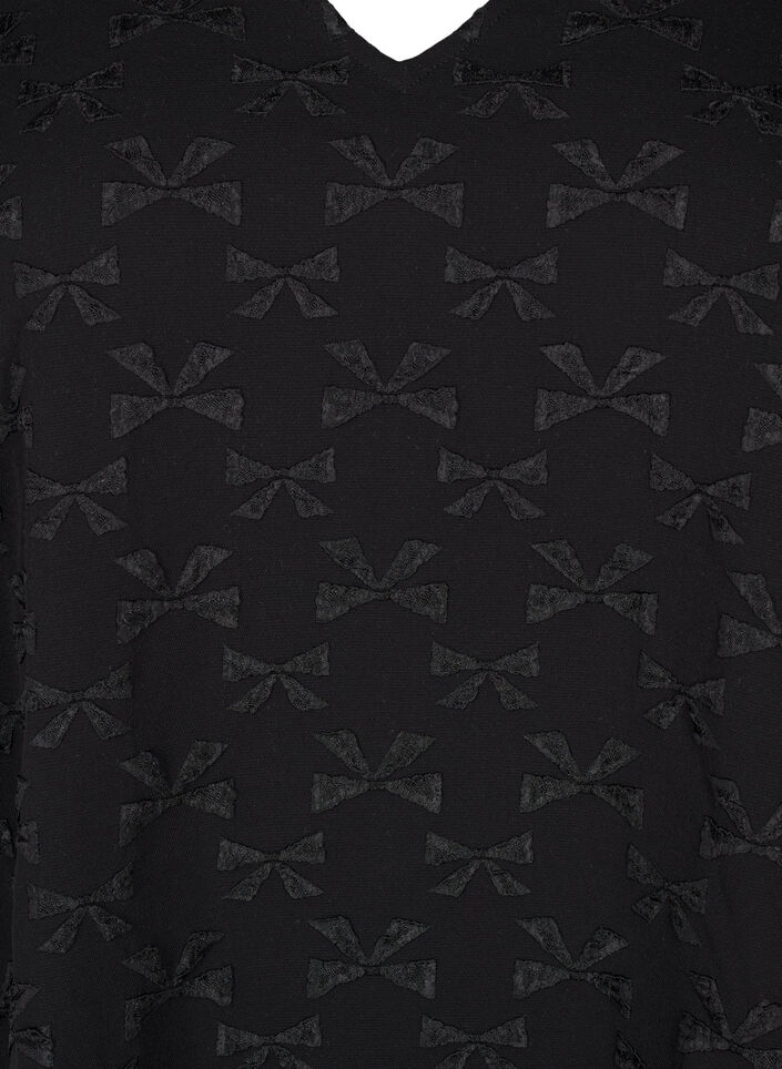 Korte jacquard jurk met strikjes, Black W. Bow, Packshot image number 2