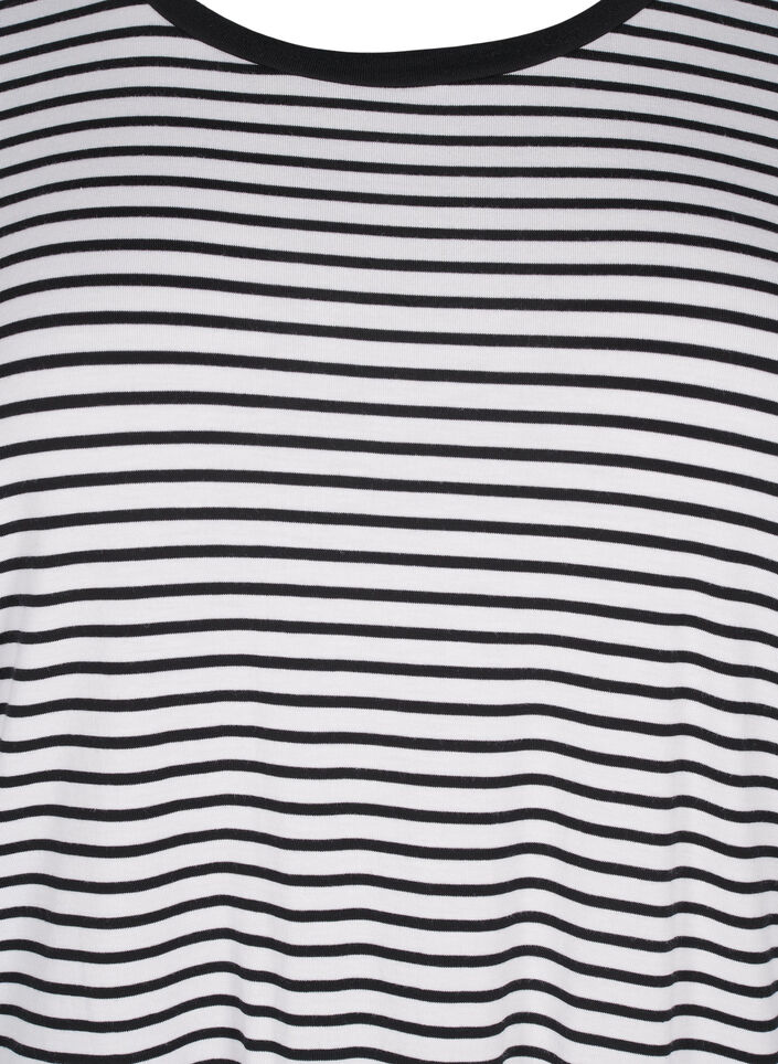 Gestreept T-shirt van lyocell met ronde hals, Zwart, Packshot image number 2