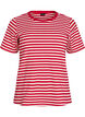 Gestreept T-shirt met geribbelde textuur, Rood, Packshot image number 0