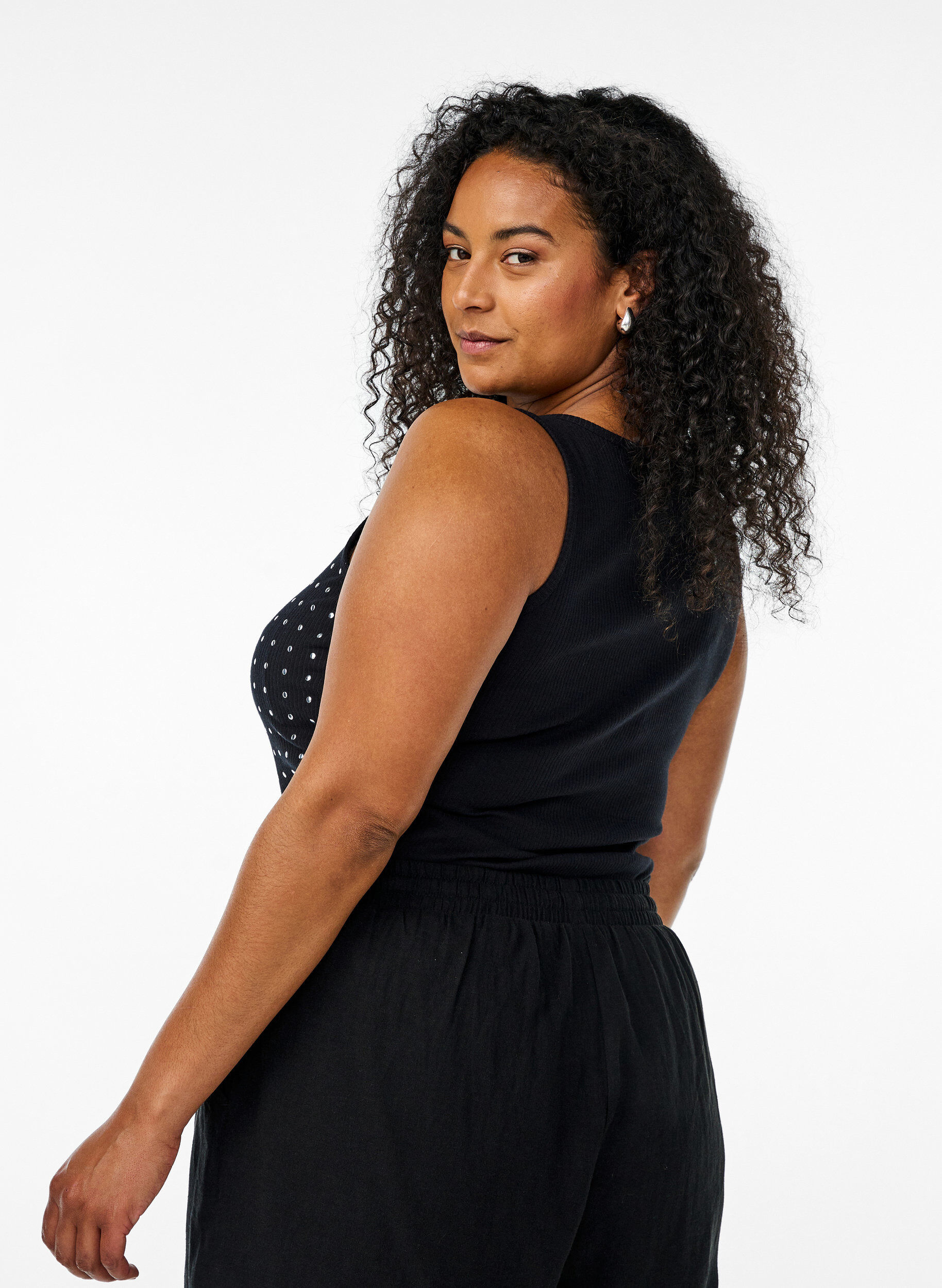 ZizziTanktop met studs, Black, Model image number 1