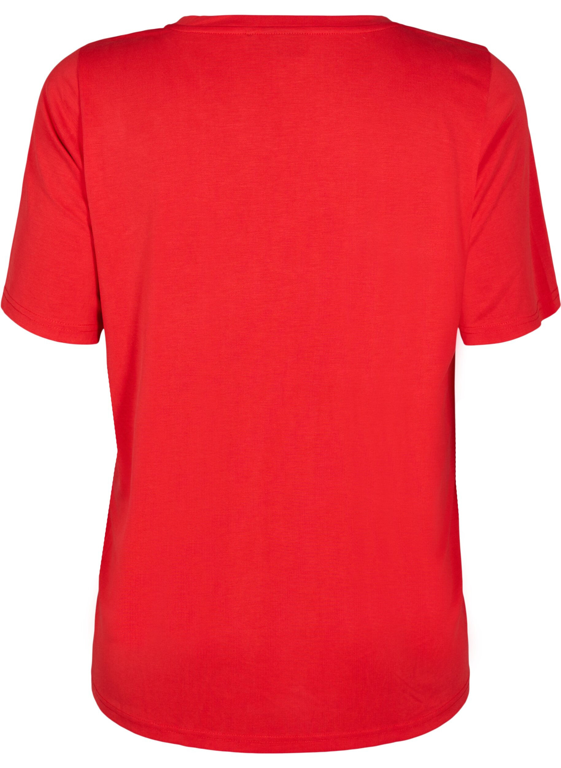 ZizziT-shirt van Tencel &trade; Modal met ronde hals, Rood, Packshot image number 1