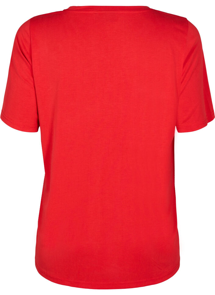 T-shirt van Tencel ™ Modal met ronde hals, Rood, Packshot image number 1