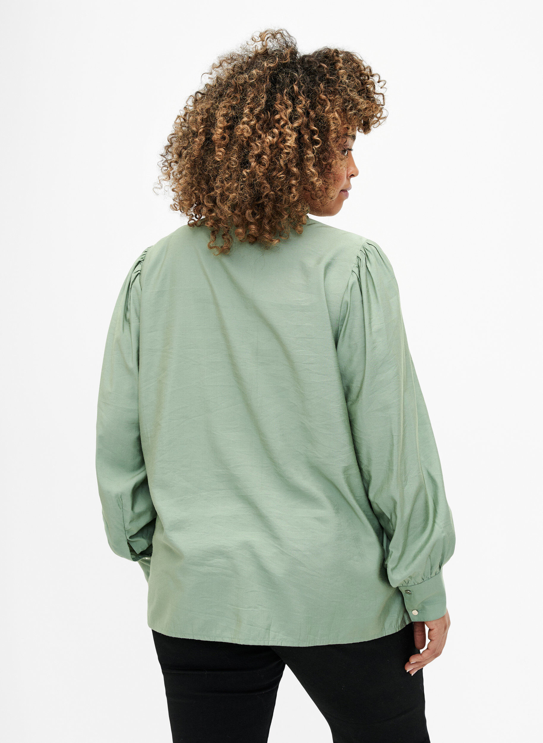 ZizziVisicoshirt Blouse met ruffles, Green Bay, Model image number 1