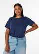 T-shirt en coton biologique avec broderie ajour&eacute;e, Bleu, Model image number 0