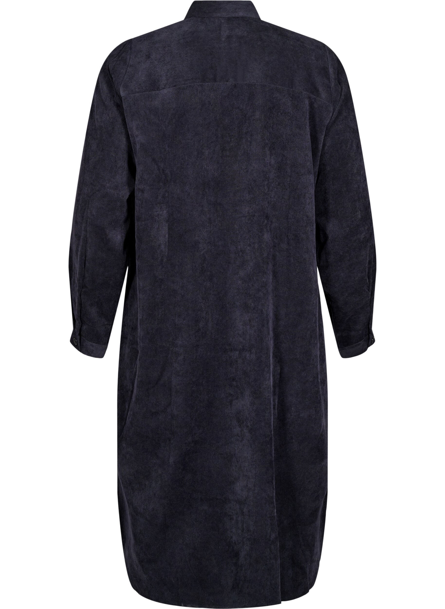 ZizziLange corduroy shirt jurk met knopen, Black, Packshot image number 1
