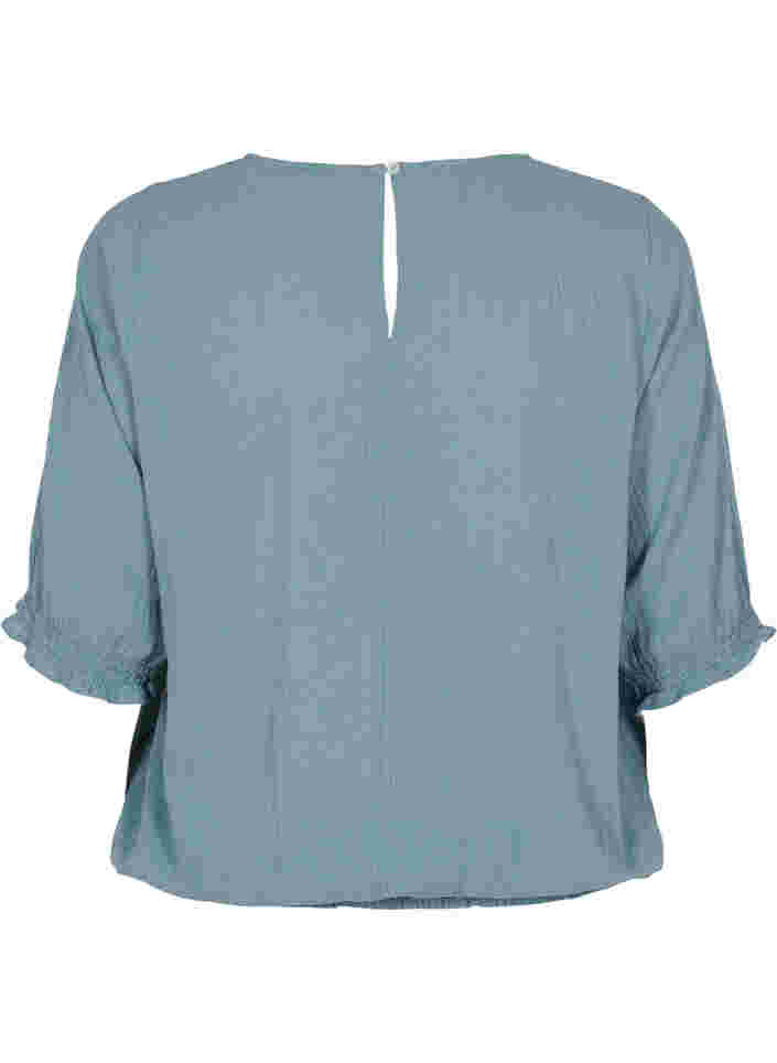 Blouse en coton à manches courtes avec smock, Goblin Blue, Packshot image number 1
