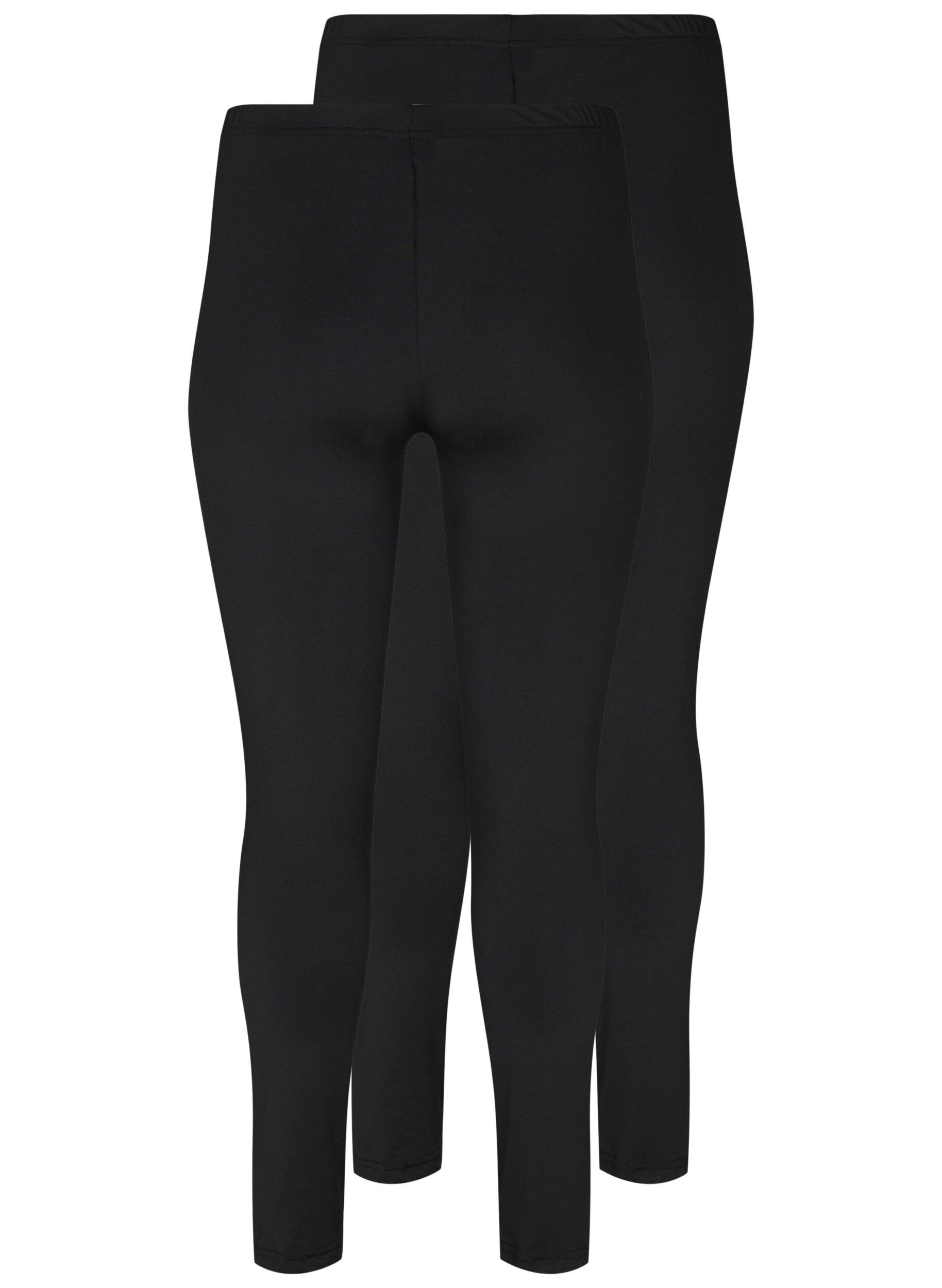 Zizzi2-pack basic leggings, Zwart, Packshot image number 1