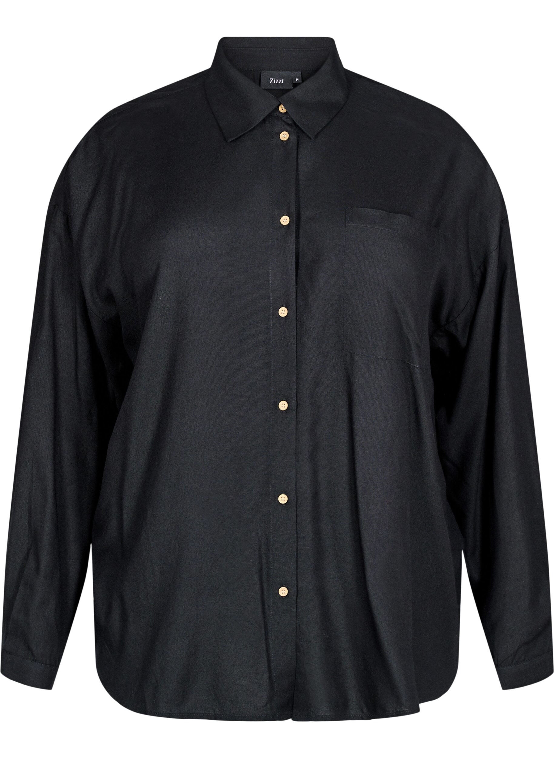 Linnen en viscose shirt met lange mouwen
