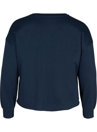 Cropped sweatshirt met ronde hals, Navy Blazer, Packshot image number 1