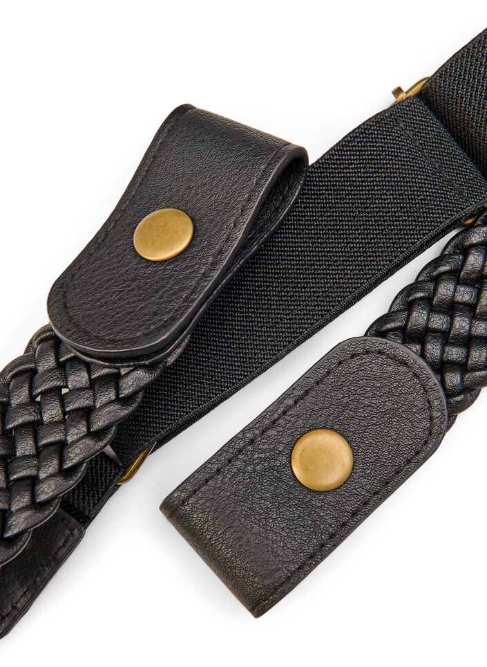 Ceinture tress&eacute;e &eacute;lastique, Noir, Packshot image number 2