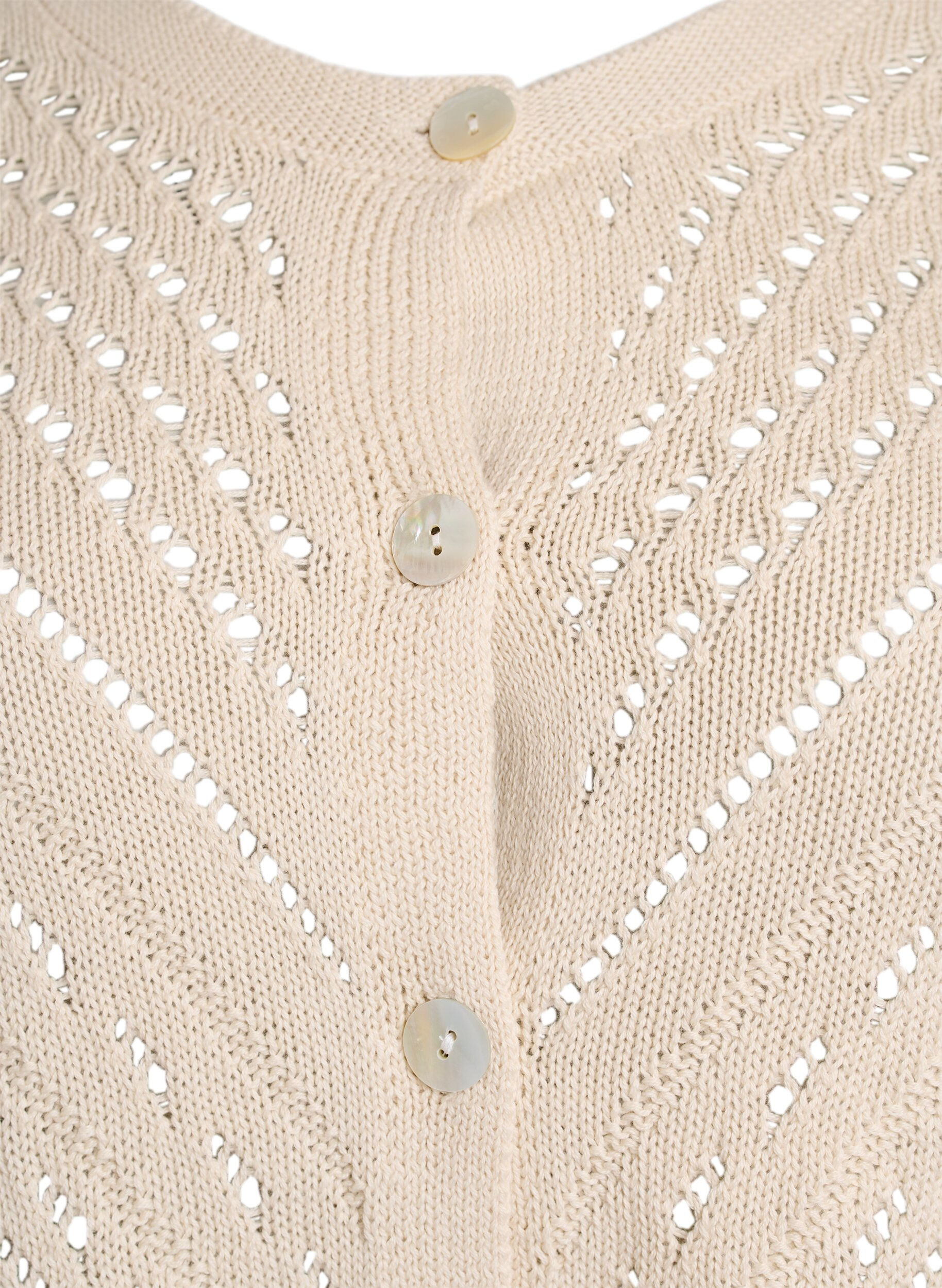ZizziKorte cardigan van breisel met oogjespatroon, Sandshell, Packshot image number 2