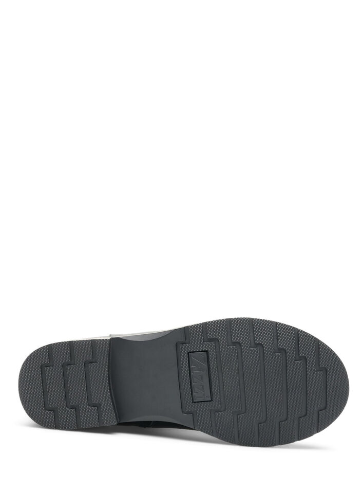 Bottine Chelsea en cuir avec panneau &eacute;lastique, Noir, Packshot image number 3