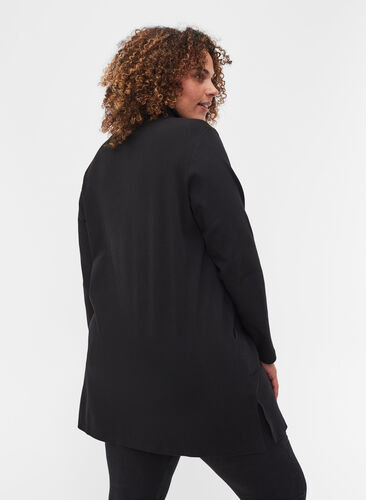 Tunique en coton avec fermeture éclair et poches, Black, Model image number 1