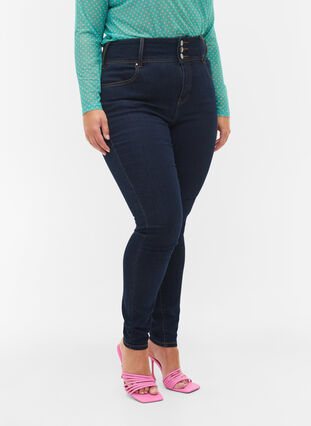 Jean Bea super slim avec taille extra haute, Unwashed, Model image number 3