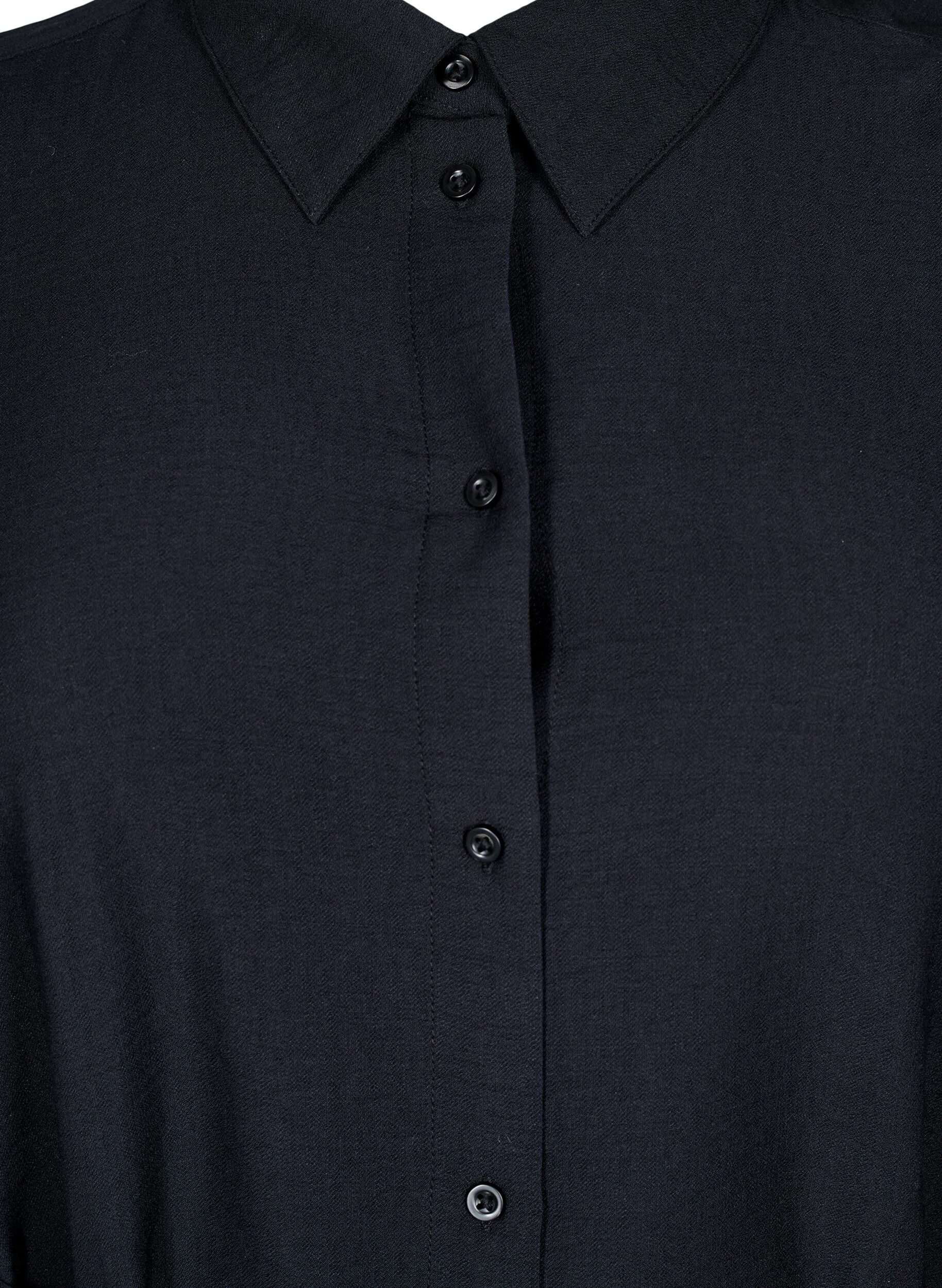 ZizziJurk met lange mouwen en strikriem, Zwart, Packshot image number 2