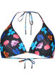 Driehoekige bikinitop met print, Zwart, Packshot image number 0