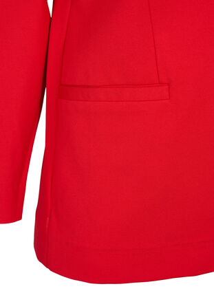 Basic blazer met knoop en sierzakken, Flame Scarlet, Packshot image number 3