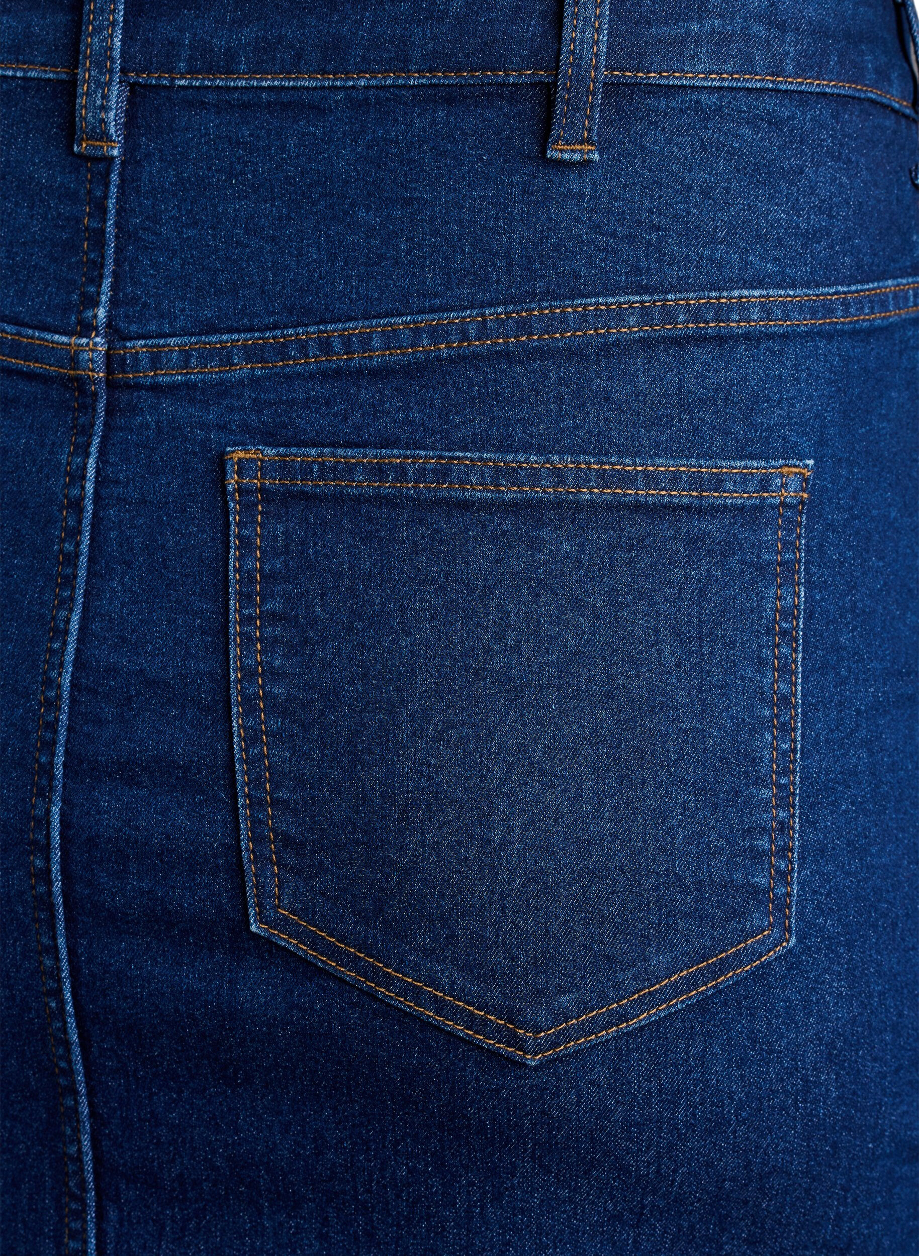 ZizziFLASH - Halflange denimrok met een voorsplit, Blauw, Packshot image number 4