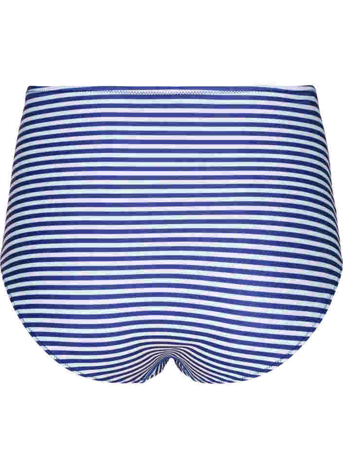 Bas de bikini à fleurs avec taille haute, Blue Striped, Packshot image number 1