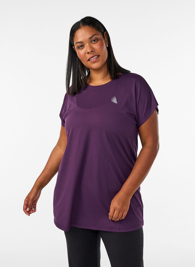 T-shirt long de sport, Violet, Model image number 0