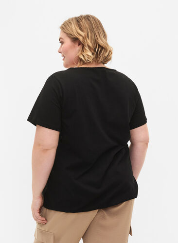 	 Katoenen t-shirt met korte mouwen, Black, Model image number 1