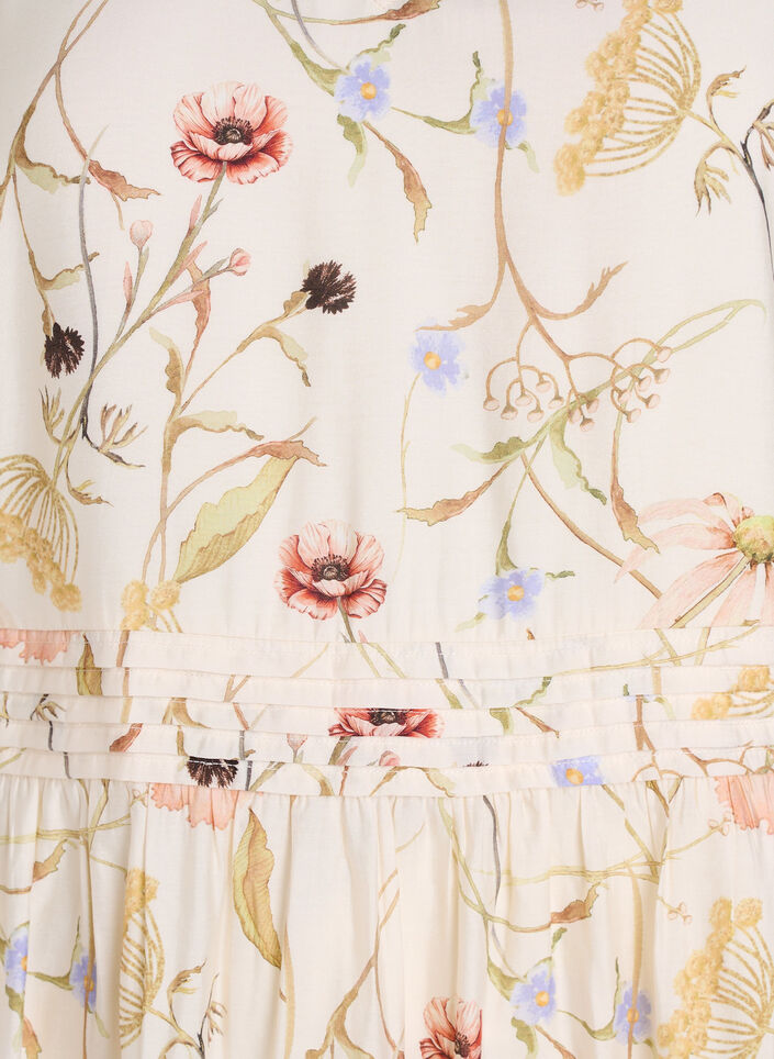 Robe mi-longue &agrave; fleurs avec une forme trap&egrave;ze, Beige, Packshot image number 2