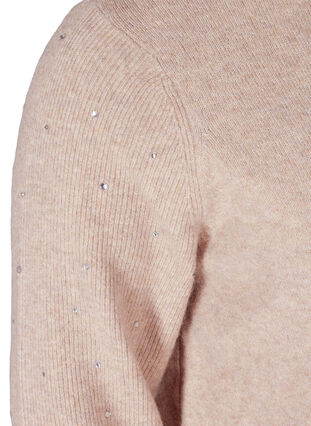 Blouse en tricot côtelée  avec des strass décoratives , Pumice Stone Mel., Packshot image number 3