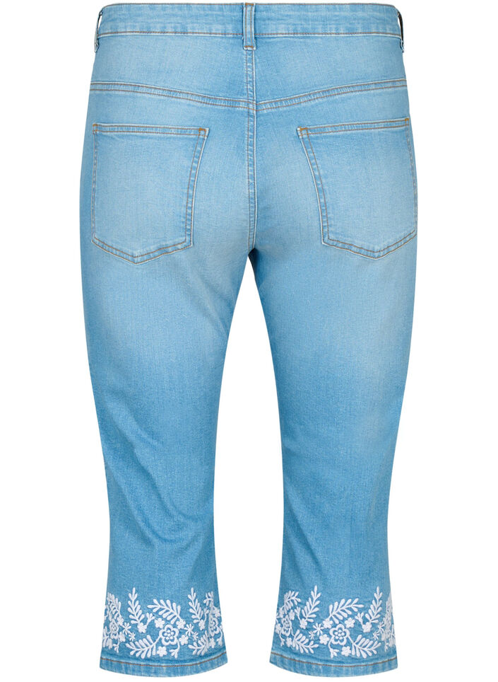  Amy knickers met hoge taille en borduursel, Light blue denim, Packshot image number 1