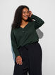 T-shirt &agrave; manches longues avec col V et boutons, Vert fonc&eacute;, Model image number 0