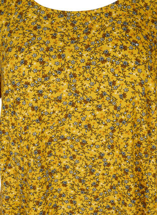 Robe en viscose à manches courtes avec imprimé, Yellow Ditsy Flower, Packshot image number 2