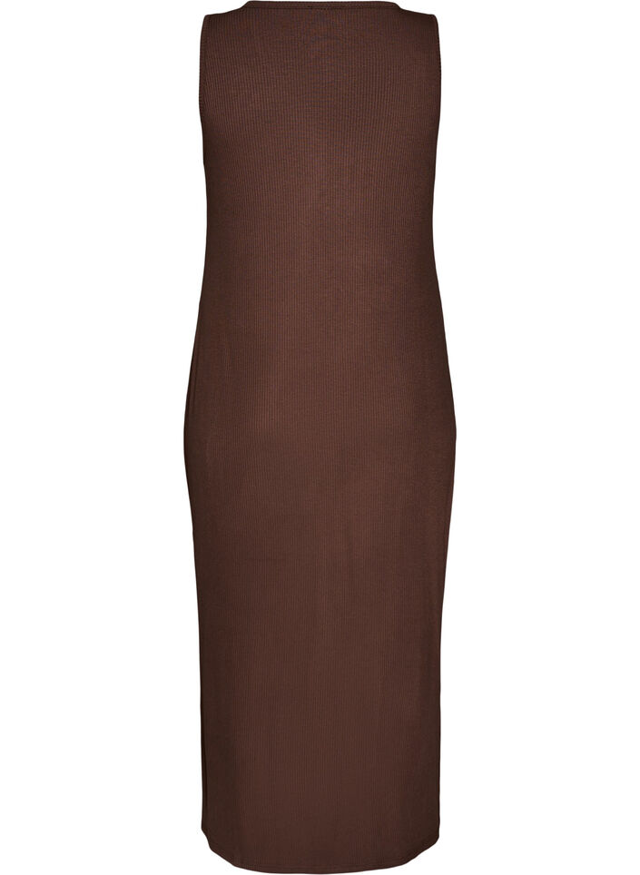 Mouwloze ribjurk van viscose, Bruin, Packshot image number 1